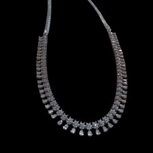 Elegant Silver CZ Rhinestone Necklace